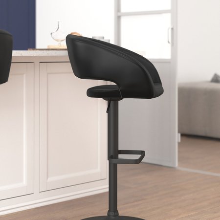 Flash Furniture Black Vinyl Adjustable Height Barstool CH-122070-BKBK-GG